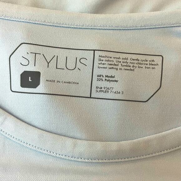 Stylus Women’s Top Pullover Crew Neck Rolled Sleeve Light Baby Blue Size Large - Picture 13 of 14